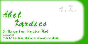 abel kardics business card