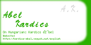 abel kardics business card